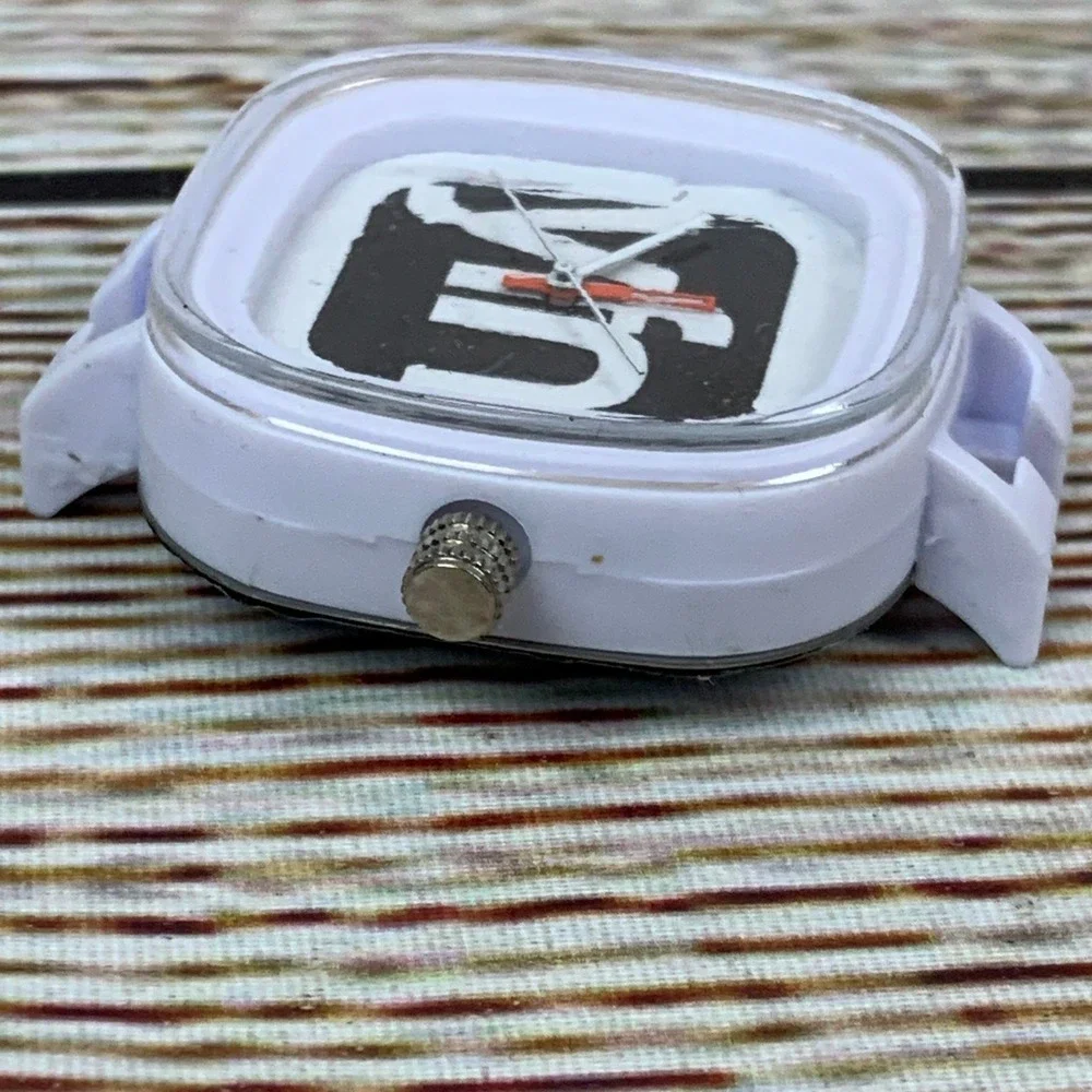 Novelty YFN Watch Purple White Orange Black Statement Square Design‎ UNTESTED
